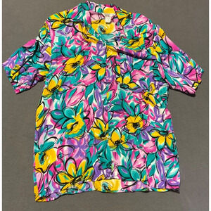 Y2K Index by Melrose Medium Floral Top Shoulder Pads 100% Rayon Retro